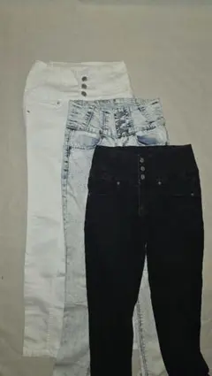 150～165cm　3点まとめ売り　スキニーデニム ・ハイウエストボタン