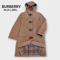 バーバリーブルーレーベル ノバチェック ダッフルコート キャメル 38 M