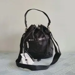 レスポートサック ブラック 無地 ショルダーバッグ 巾着バッグ 2way