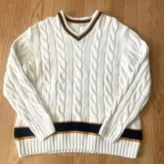 ヨーロッパ古着　未使用　チルデンニット アイボリー