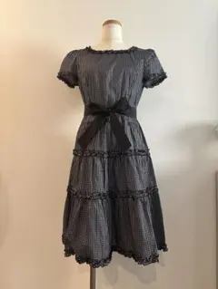 【M'S GRACY】美品 ギンガムチェック 半袖ティアードワンピース