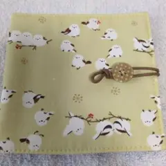 シマエナガ柄 ハンドメイド 布製サニタリーポーチ