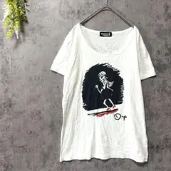 ビッグプリントTシャツ　半袖トップス　バックプリント　薄手　カジュアル　コットン