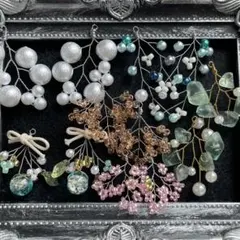 Ｎｏ．１１４２　ハンドメイド小枝ピアス　6点セット