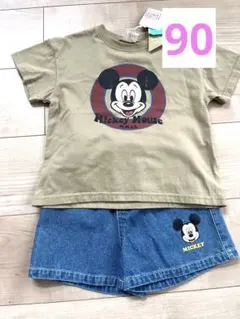 新品ディズニー　ミッキーTシャツ、デニムセット