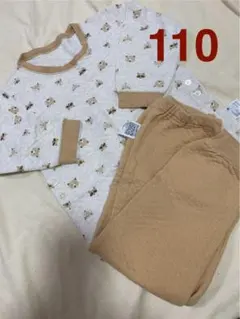 ユニクロ キルトパジャマ 110 キツネ クマ たぬき 2.3枚目汚れ・破れあり