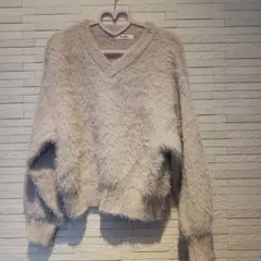 Khalita Vネック シャギーニット ベージュ