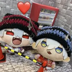 ボーダーレッド【匿名配送】にじまるっと　猫耳ニット帽　ぬい服