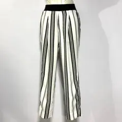 7-IDconcept. バイカラー ストライプ イージーパンツ 白黒 38 M