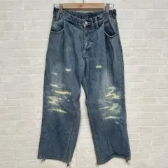 美品　ビアズリー　ダメージ　ワイドデニムのサムネイル