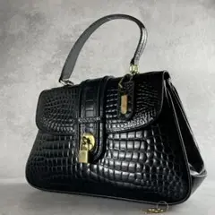 crocodile クロコダイル ハンドバッグ 南京錠 シャイニング センター