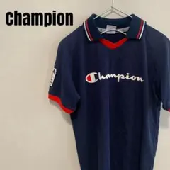 Champion ネイビー ポロシャツ　紺　赤ライン　半袖