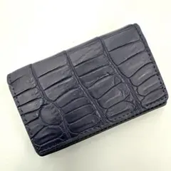 クロコダイル　ネイビー　名刺入れ　クロコ　カードケース　本革
