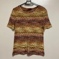 MISSONI ミッソーニ マルチカラー ストライプ 半袖ニットオレンジダグ