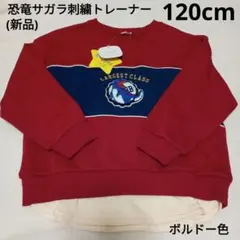 恐竜サガラ刺繍トレーナー 120cm ボルドー(ワインレッド)　新品