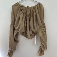 新品mysty woman ミスティウーマン　長袖チュール シアー ブラウス