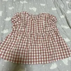 ティシャツ　赤白チェック