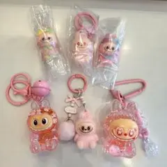 ラブブ　キーホルダー ストラップ　ミニフィギュア6点セット♡ピンク