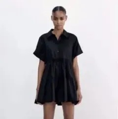 ZARA シャツティアードチュニックワンピース