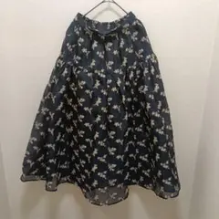 花柄シフォンスカート ダークブルー　SNIDEL