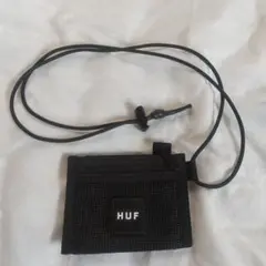 HUF ネックストラップ付き コインケース ブラック