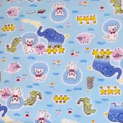そらいろプッチオン　オックス生地　1メートル　水色