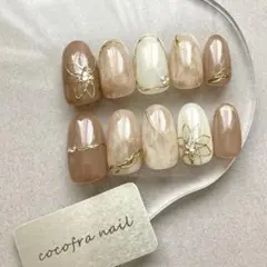 ネイルチップ　サイズオーダー　ニュアンスネイル　ベージュ　卒業式　入学式　結婚式