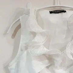 RINASCIMENTO 【M】フリルノースリーブシャツ ホワイト　イタリア製