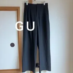GU タックワイドパンツ(丈標準70.0～74.0cm) ブラック　サイズM