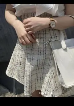 NICE CLAUP バックリボンツイードスカート