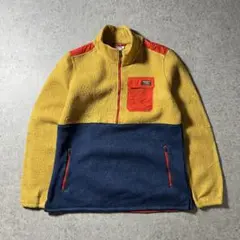 L.L.Bean ハーフジップ フリースジャケット M切替 マスタード ネイビー