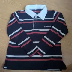 mont-bell 長袖ポロシャツ 黒・赤・白ストライプ