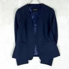 美品♡グリーンレーベルリラクシング ノーカラージャケット ストレッチ 洗える L