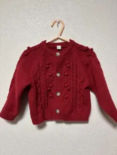 80サイズ apres les cours 赤 ニットカーディガン