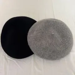 グローバルワーク 黒 G Uグレー ベレー帽 2点セット