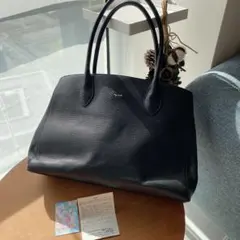 新品級♡アニエスベー トートバッグ 肩掛け シボ　レザー 牛革 ブラック