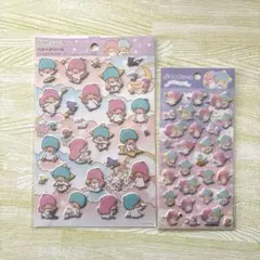 【２枚セット】リトルツインスターズ ペタペタシール　ぷくっとシール　ダイソー
