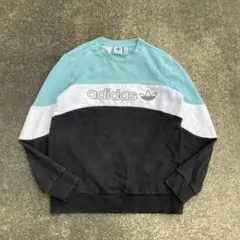 島*人様 adidas トレフォイル スウェット M Y2K 切替デザイン ミン