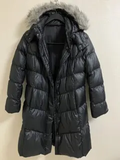 美品 UNIQLO フード付き ロング ダウン コート ジャケット ブラック