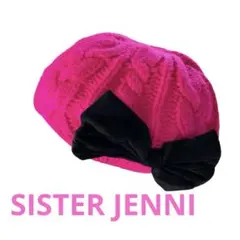SISTER JENNI ニットベレー帽 ピンク ブラックリボン S