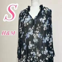 H&M エイチアンドエム Sサイズ 花柄ロング丈ワンピース シアー