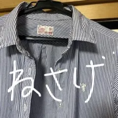 Coen 青と白のストライプ シャツ