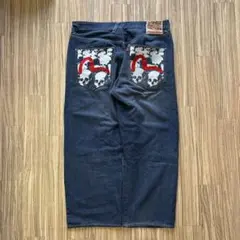 EVISU エヴィス デニムパンツ スカル刺繍 カモメ レッド　サンプル品？のサムネイル