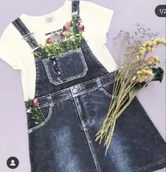 アナスイミニ 130カットデニム転写ワンピース 転写　チュニック トップス