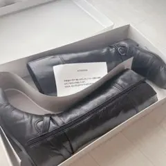 23cm ブラックレザー 本革 ロングブーツ cavacava サヴァサヴァ