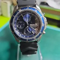 SEIKO クロノグラフ７Ｔ６２ 腕時計 稼働品です。電池交換済ブルー/ブラック
