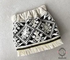 MaEuM インド刺繍リボン　バネ口ポーチ　【black3】