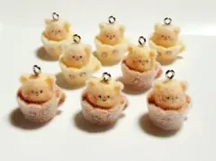 猫・フロッキー・コネクター・パーツ・ハンドメイド・チャーム・コーヒーカップ猫