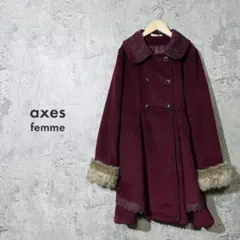 【冬物 レディース ✿】アクシーズファム ロング コート ローズ柄 ファー M