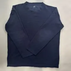 ユニクロHEATTECH フリース長袖カットソー L ネイビーメンズ